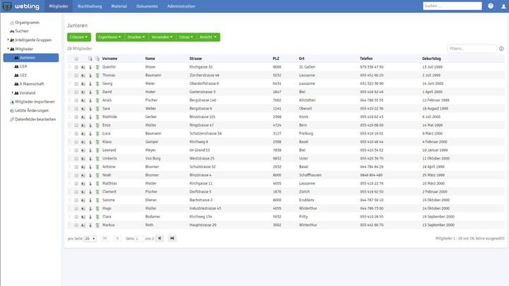 Alle Mitgliederdaten sammeln Sie in der zentralen Mitgliederdatenbank, die Sie auch in eigene Gruppen einteilen können