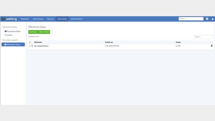 Alle wichtigen Dokumente für Ihren Verein sammeln Sie im Online-Ordner von Webling