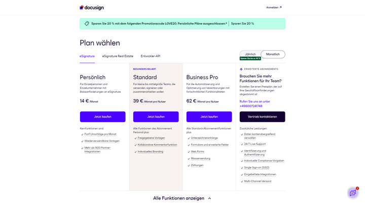 Die Preis- und Tarifansicht im Überblick