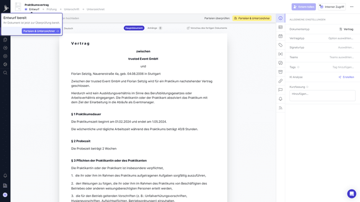 Der integrierte Dokumenten-Editor liefert alle benötigten Funktionen und arbeitet Microsoft-Word-Alike
