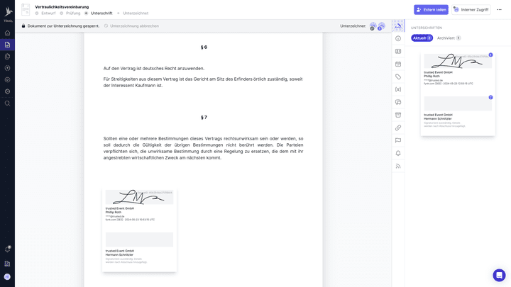 fynk unterstützt alle Typen von elektronischen Unterschriften: einfach, schnell und zuverlässig