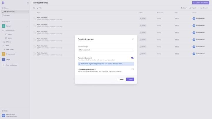 Mit Inhubber erstellst du Vertragsdokumente aus selbst erstellten Vorlagen