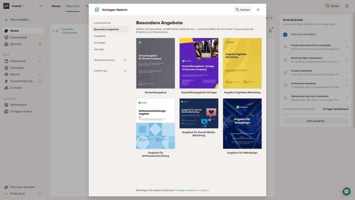 Das Tool liefert etliche Vorlagen für Formulare, Angebote und Kostenvoranschläge