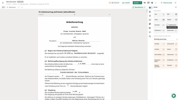 Eigene Dokumente bzw. Vorlagen kannst du mit dem integrierten Vertragseditor anpassen und personalisieren