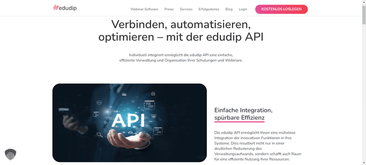 edudip bietet eine offene API, mit der Sie edudip in eigene Applikationen einbetten können