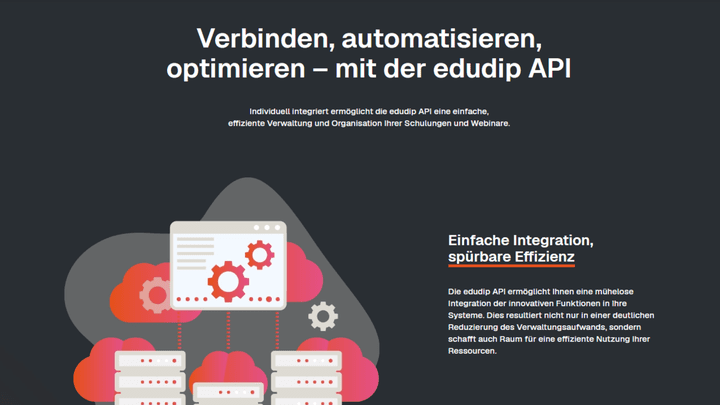 edudip bietet eine offene API, mit der Sie edudip in eigene Applikationen einbetten können