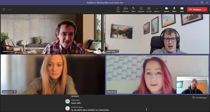 Teams liefert verschiedene Kachel- und Fokusansichten