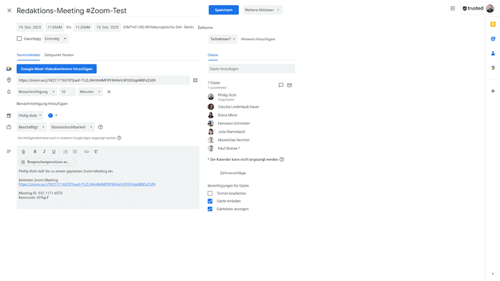 Die Meetingplanung ist einfach und übersichtlich - Zoom ist sehr benutzerfreundlich!