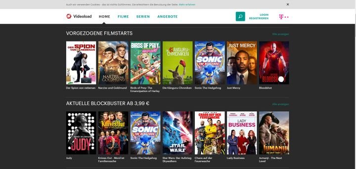 Videoload bietet eine große Auswahl aktueller Blockbuster im Einzelabruf