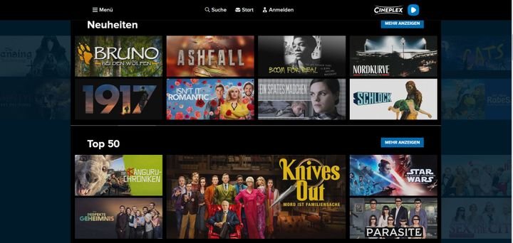 Cineplex Home bietet eine breite Auswahl an Filmen - von Klassikern bis zu topaktuellen Blockbustern