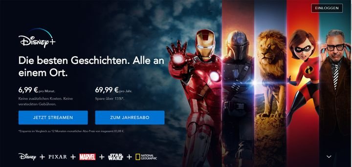 Disney+ kostet rund 7 Euro und rund 70 Euro im Jahresabo