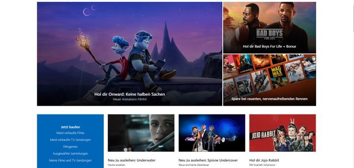 Im Microsoft Store finden Sie aktuelle Blockbuster genau so wie Filmklassiker