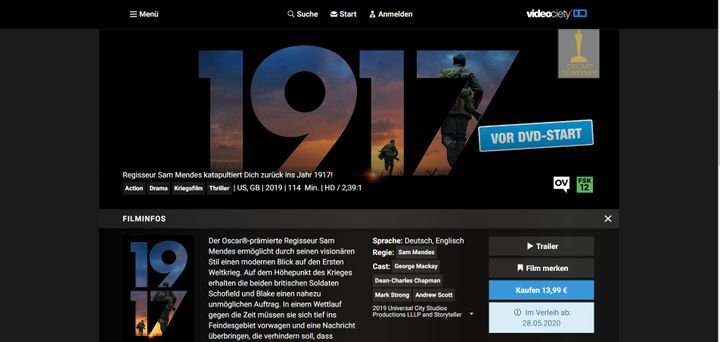 videociety bietet eine breite Auswahl an aktuellen Blockbustern