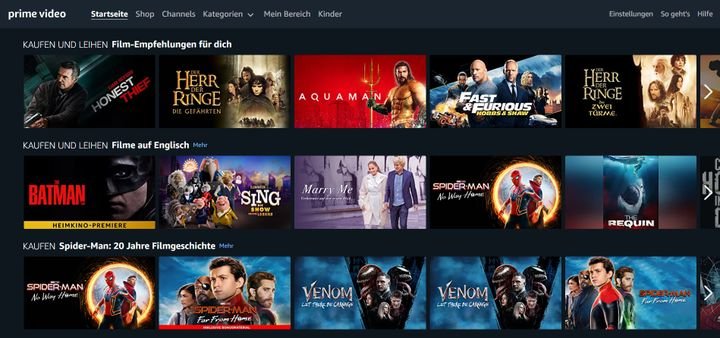 Auf Amazon finden Sie nicht nur aktuelle Filmhighlights sondern auch viele Inhalte in der Flatrate