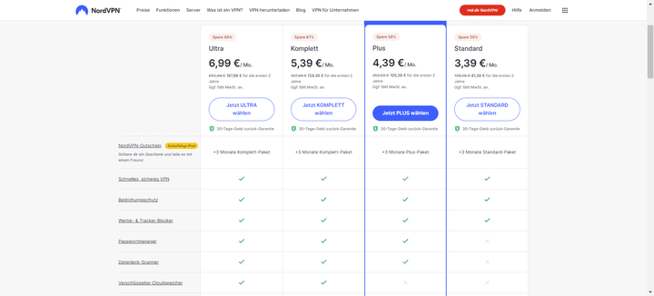 Eine Übersicht über die Tarife und Preise für NordVPN