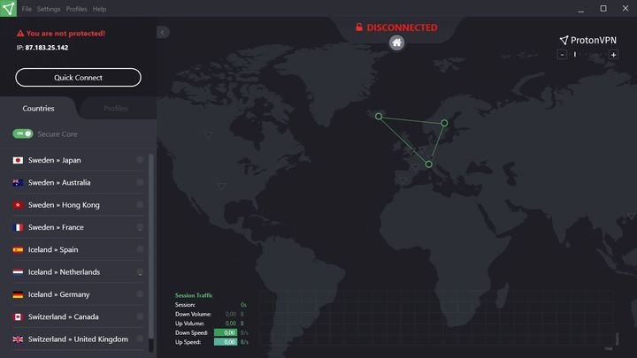 Mit ProtonVPN haben Sie Zugriff auf über 1.700 Server in 60 Ländern