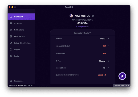 Der Kill Switch (hier IKS) verhindert, dass Ihre IP-Adresse während eines Verbindungsabbruchs nach außen dringt