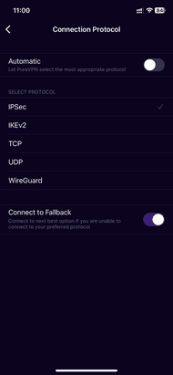 Bei PureVPN haben Sie die Wahl aus dem OpenVPN-Protokoll und IKEv2