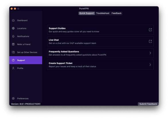 Aus dem Client heraus können Sie beispielsweise per Kontaktformular Kontakt mit dem Supportteam aufnehmen