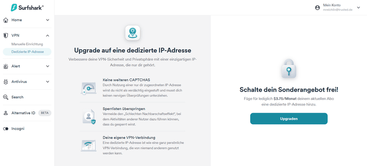 Wenn Sie Ihre IP-Adresse nicht ständig wechseln wollen, wählen Sie aus der Liste statischer IP-Server aus