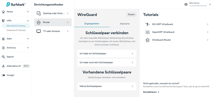 Auf Wunsch richten Sie Surfshark auf einigen Routern ein, um Ihr gesamtes Netzwerk mit dem VPN zu schützen