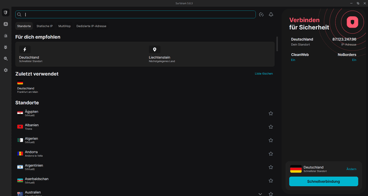 Auf Wunsch wechseln Sie in den Surfshark-Apps in den Dark Mode