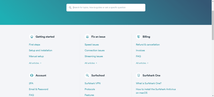 Bei Problemen können Sie den Surfshark-Support per Live-Chat kontaktieren oder einen Blick in das Helpcenter werfen