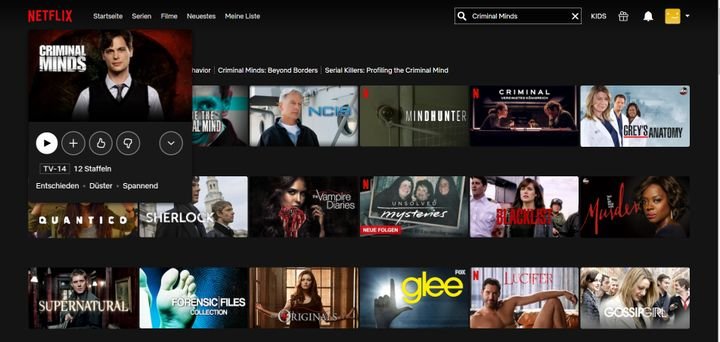 Mithilfe von VPNs schalten Sie gesperrte Inhalte frei - wie die in Deutschland zum Testzeitpunkt nicht verfügbare Serie Criminal Minds