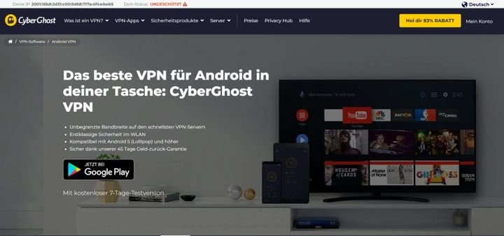 CyberGhost für Android können Sie 7 Tage lang kostenlos testen