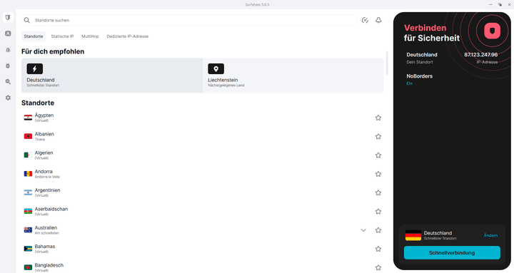 SurfShark bietet ein großes Servernetzwerk und eine hohe Sicherheit beim Surfen mit Chrome