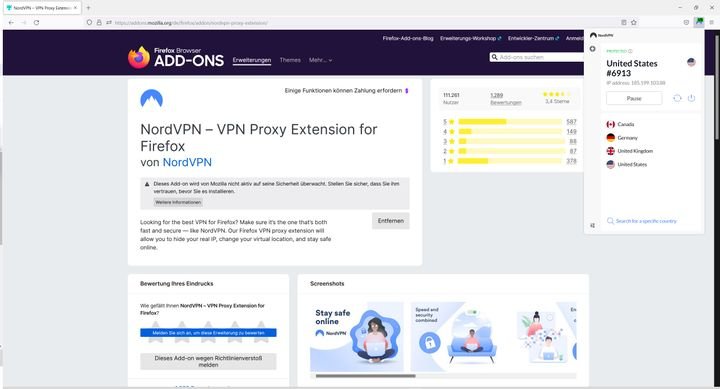 NordVPN ist in Sachen Sicherehit, Privatsphäre und Performance die beste Wahl als Firefox-Extension