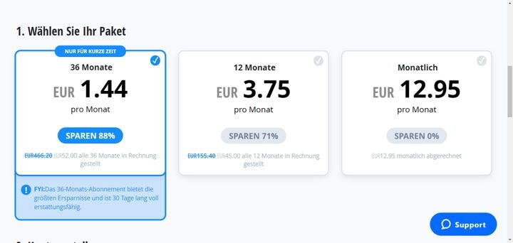 VyprVPN erhalten Sie für zwischen 1,44 Euro und 12,95 pro Monat