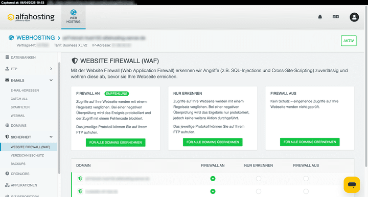 Die Web Application Firewall schützt vor allem Daten deiner Kund:innen und hält Angriffe z.B. von abgetrennten Nutzerbereichen wie bei Shops oder Web-Anwendungen fern.