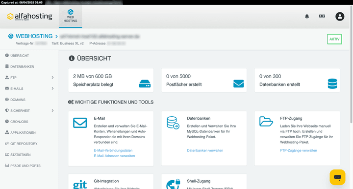 Das Control Panel CloudPit ist übersichtlich und sorgt durch seine moderne Aufmachung direkt dafür, dass du dich zurechtfindest.