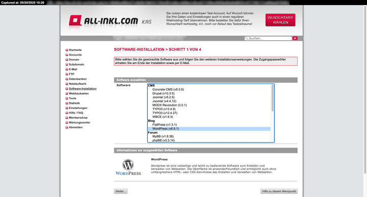 Die 1-Click-Apps sind – wie der Name schon sagt – auch bei ALL-INKL schnell gefunden und hinzufügt.