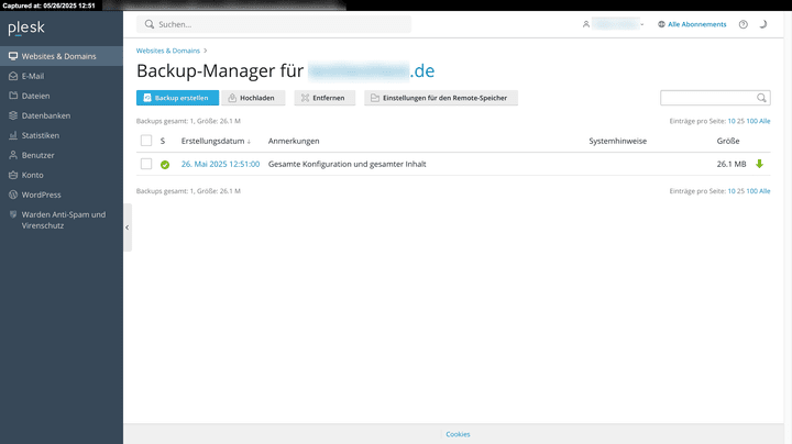 Backups erstellt Cloud86 automatisch täglich und bewahrt die Daten bis zu 7 Tage lang für dich auf. Das ist – gerade im Vergleich mit der Konkurrenz – ein recht kurzer Zeitraum.