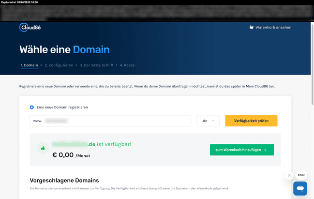 Deine Domains sind nur im ersten Jahr kostenlos für dich integriert.