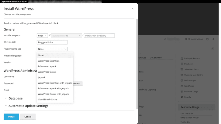 Ein kleiner Einblick in das WordPress Management von Cloud86; hier z.B. die Plugin-Verwaltung.