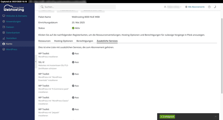 Ein Überblick über die “zusätzlichen Services”, die Cloud86 anbietet. Die meisten davon hängen mit WordPress zusammen.