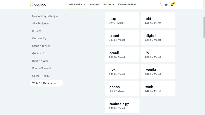 Manche Domainendungen sind begehrt oder besonders und damit teurer