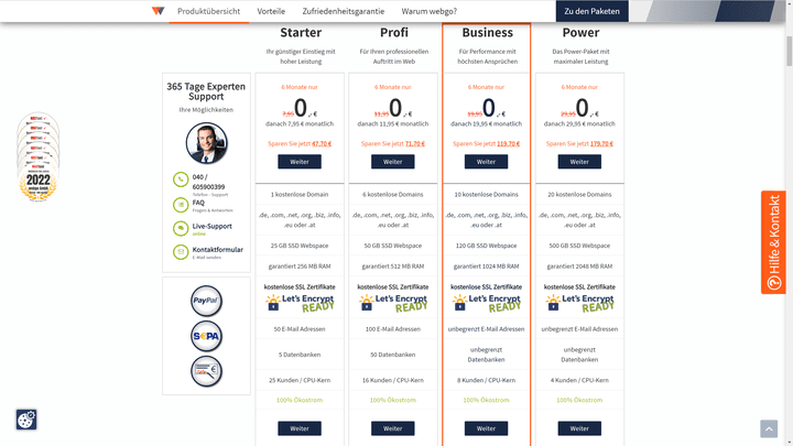 Wenn du Domain und Hosting von derselben Stelle beziehst, sollte das komplette Angebot zu deinem Projekt passen