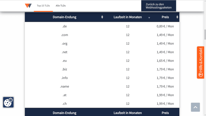 Neben den generischen Domains gibt es auch länderspezifische Endungen wie etwa “.de”