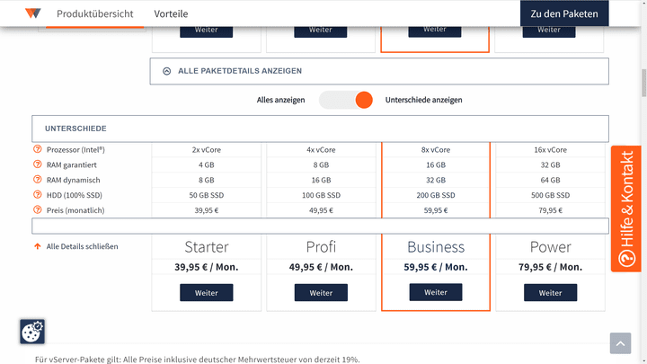 Günstigere Webhosting-Tarife kommen mit weniger Speicher und RAM
