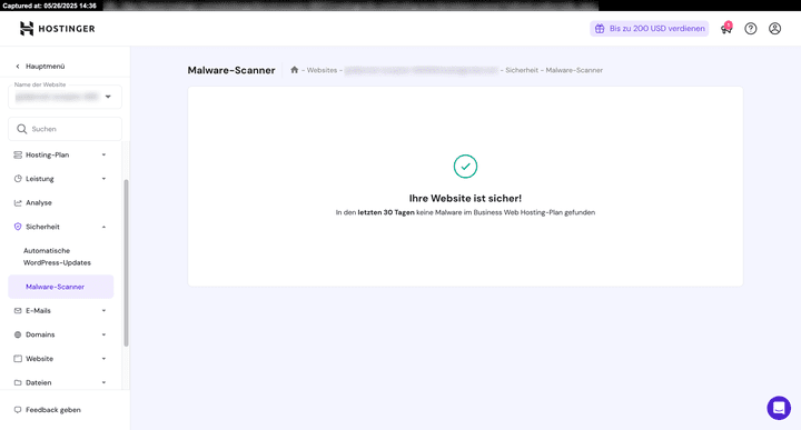 Der integrierte Malware-Scanner ist nur eine von vielen Schutzmaßnahmen, die Hostinger bietet.