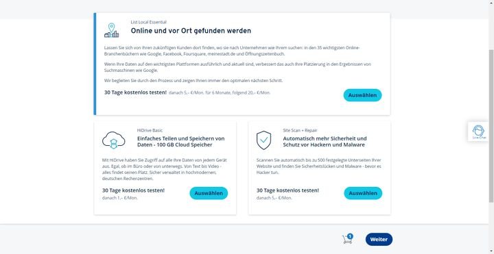 IONOS Webhosting gibt Ihnen die Möglichkeit, den Service um kostenpflichtige Dienste zu erweitern