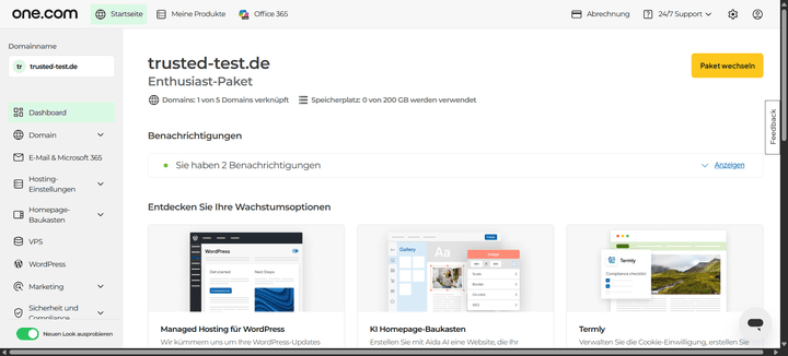 one.com erleichtert dir durch einfachste Bedienung und das intuitive Control Panel das Aufsetzen und die Verwaltung deines Web-Projekts.