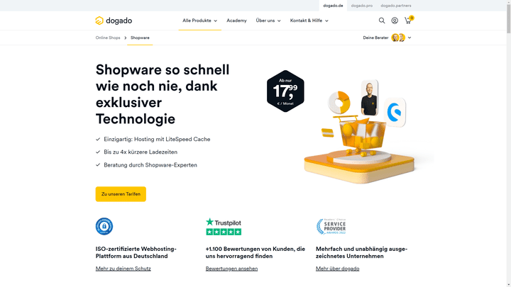 dogado bietet dir auf Shopware 5 bzw. Shopware 6 angepasstes Hosting für dein E-Commerce an