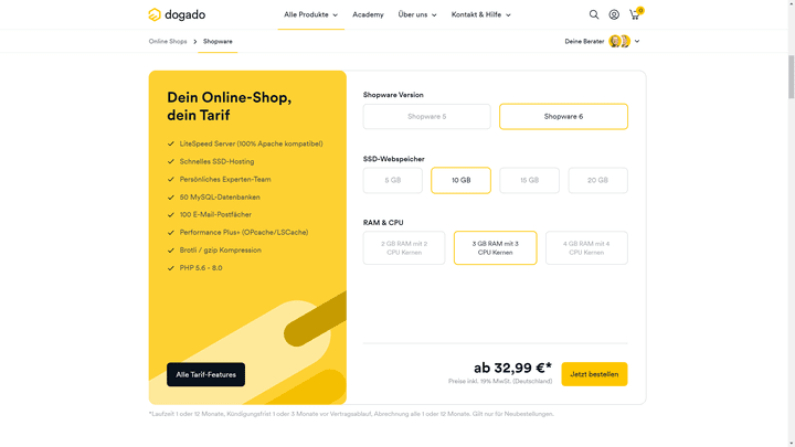 Stelle dir die Ressourcen für dein Hosting selbst zusammen