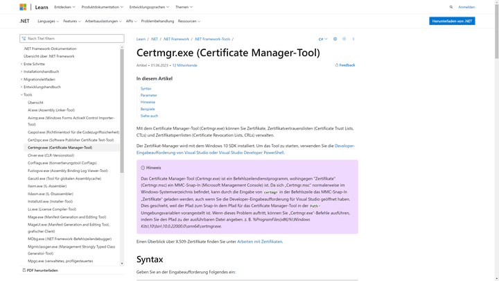 Windows kommt mit integrierten Tools zur Zertifikats-Überprüfung