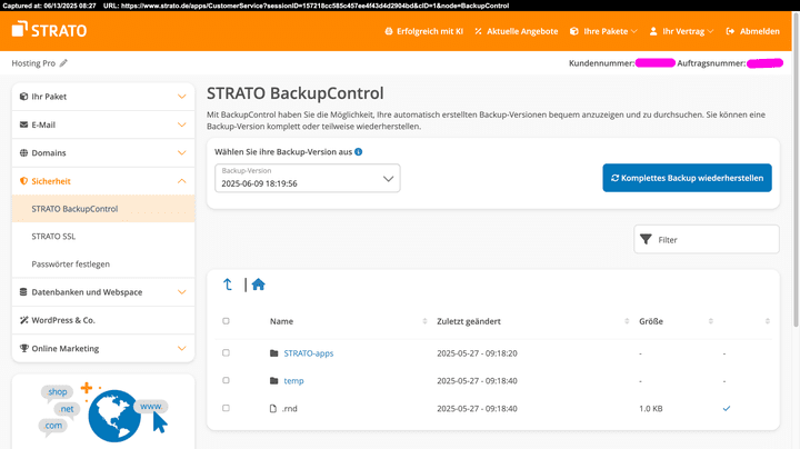 Die Kontrolle, die du bei STRATO über deine Backups hast, ist wirklich eine Klasse für sich!